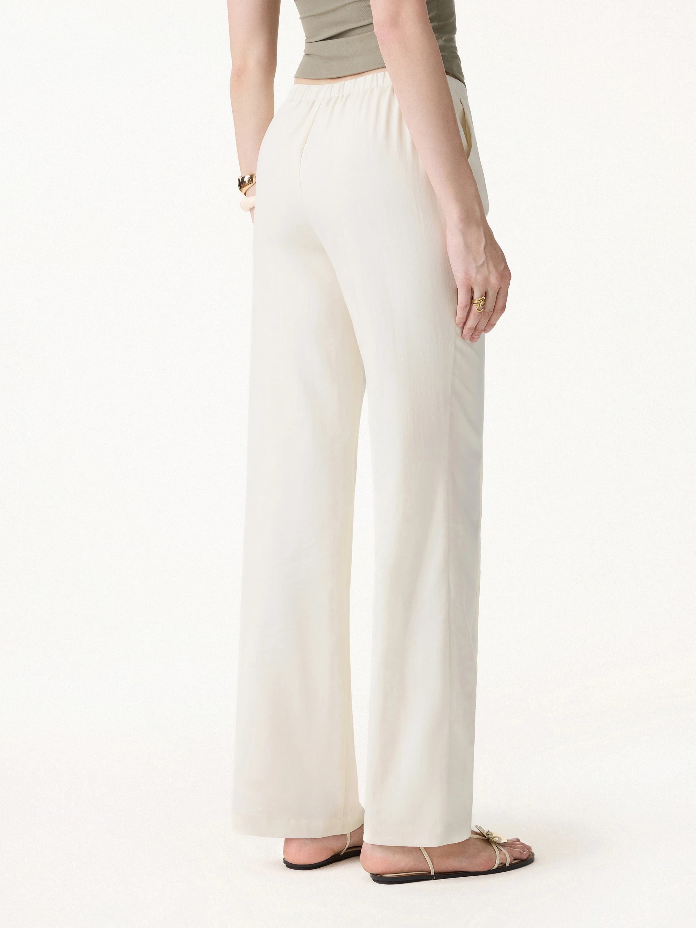 2Pcs Set Boatneck Waist-Defined Top & Pintuck Wide Leg Pant - Image 7