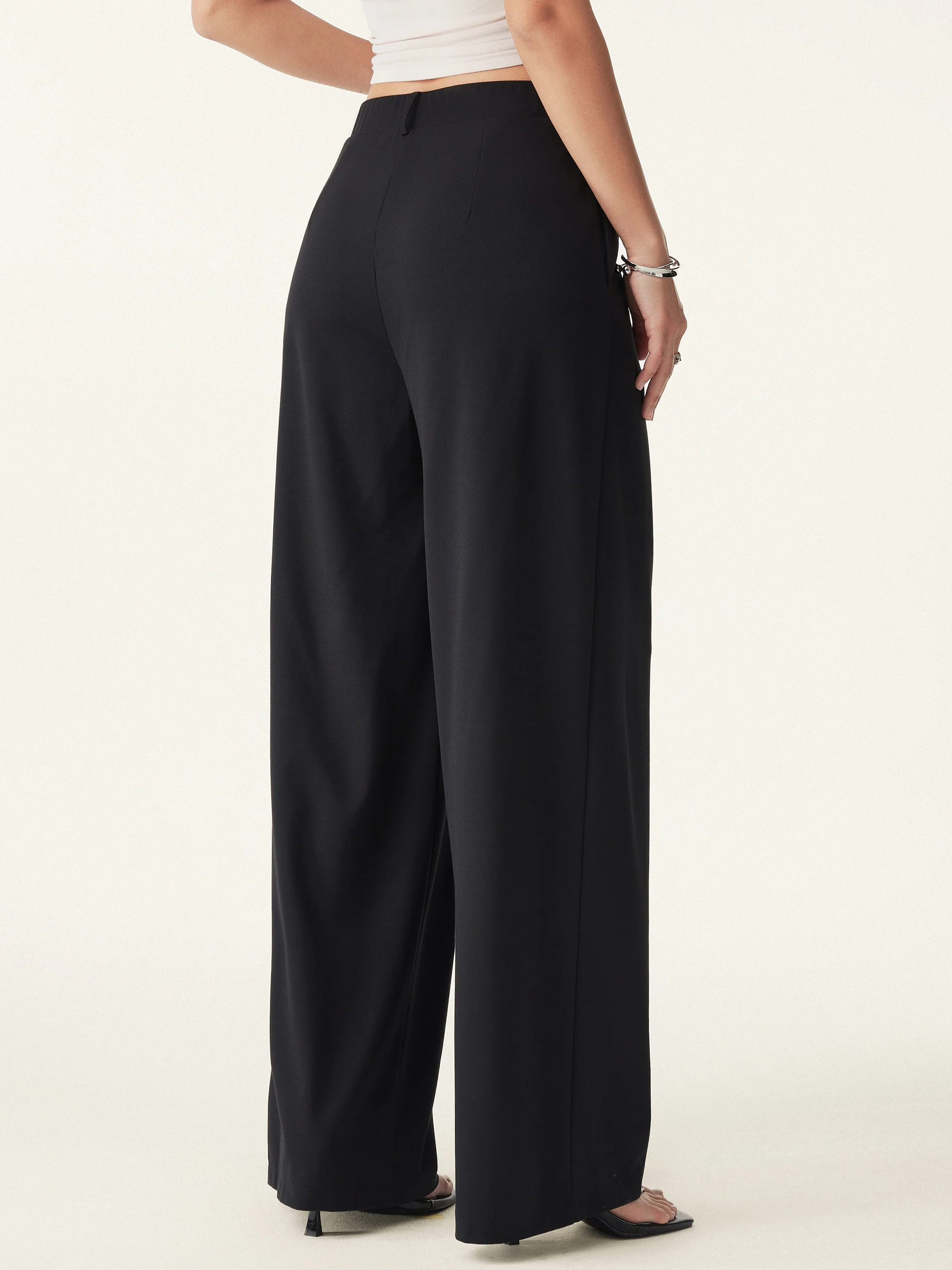 2Pcs Set Open Back Bra Tank & Mid Rise Wide Leg Trouser with Pockets - Image 6
