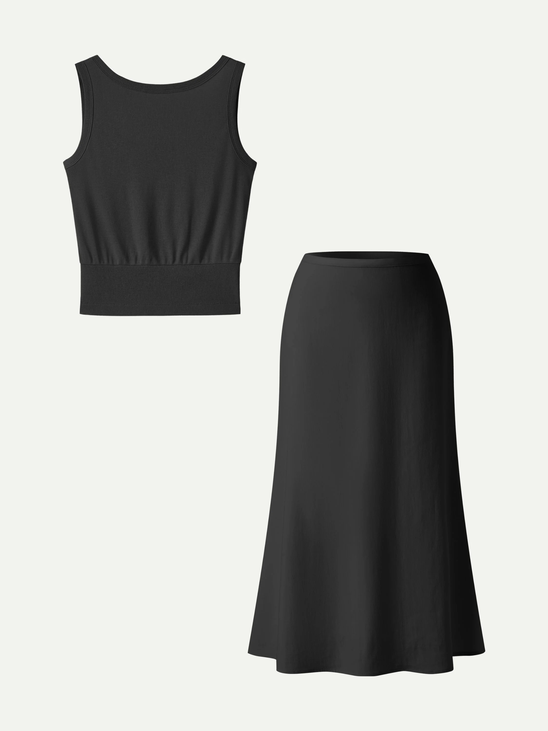 2Pcs Set Reversible Boatneck Top & Maxi Flared Pull-On Skirt - Image 12
