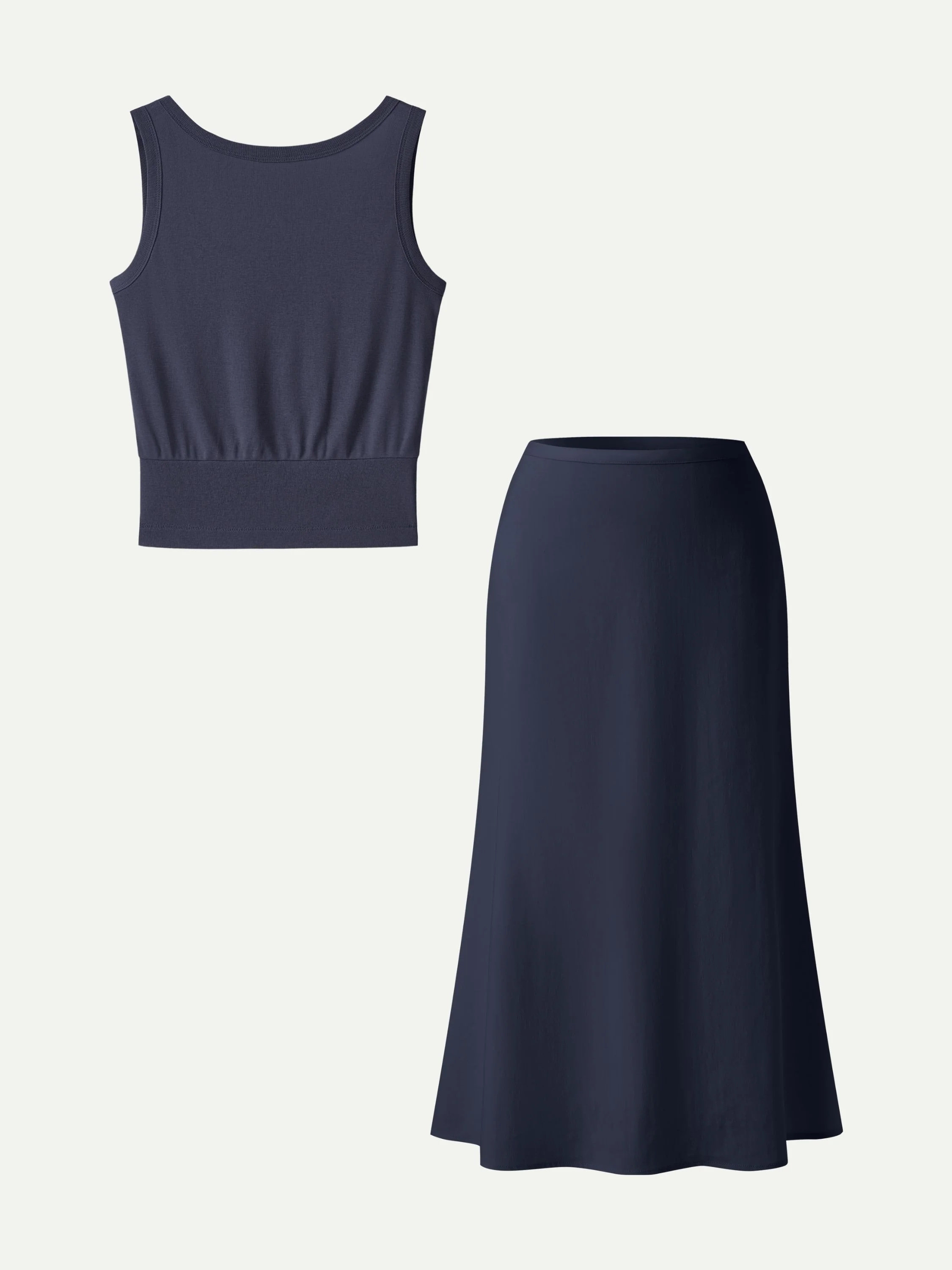 2Pcs Set Reversible Boatneck Top & Maxi Flared Pull-On Skirt - Image 2