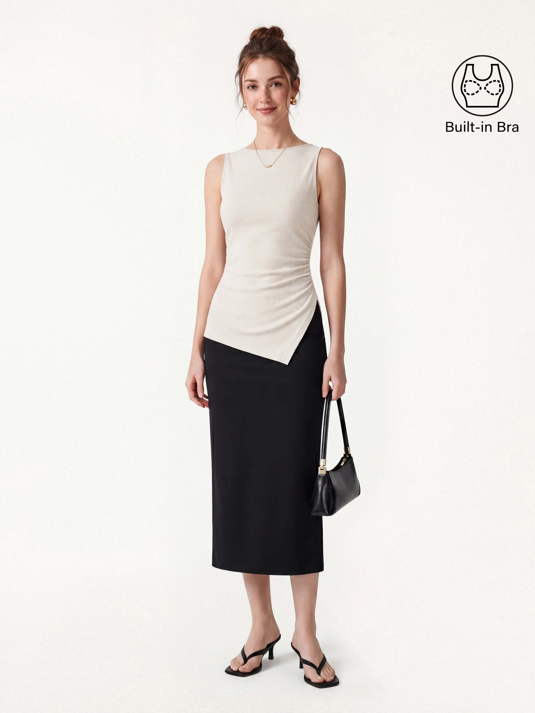 Boatneck Ruched Asymmetrical Bra Top - Image 8