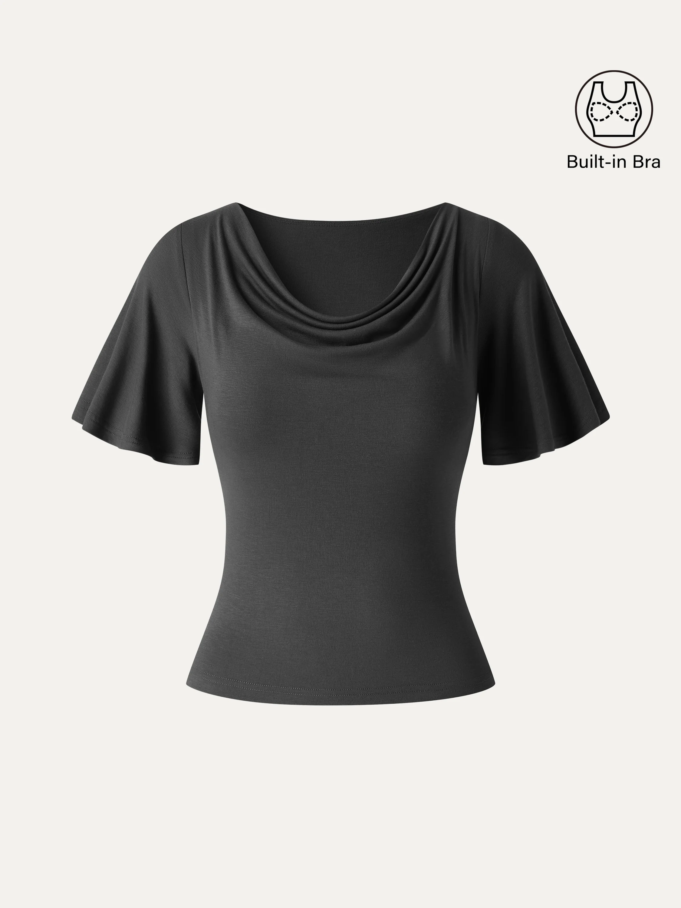 CoolTouch Cowl Neck Flutter Sleeve Bra Top - Image 10