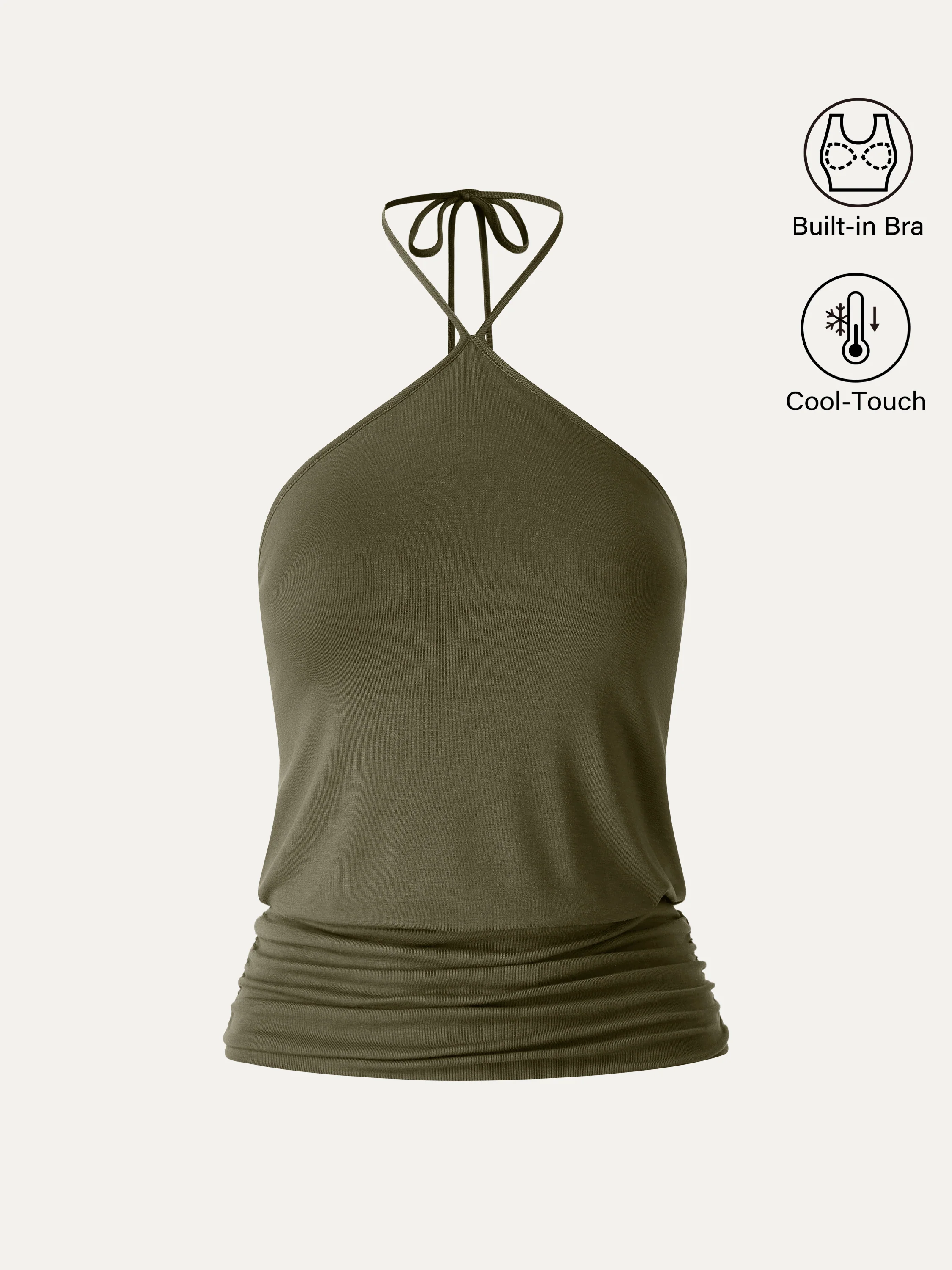 CoolTouch Halter Ruched Hem Bra Top - Image 11