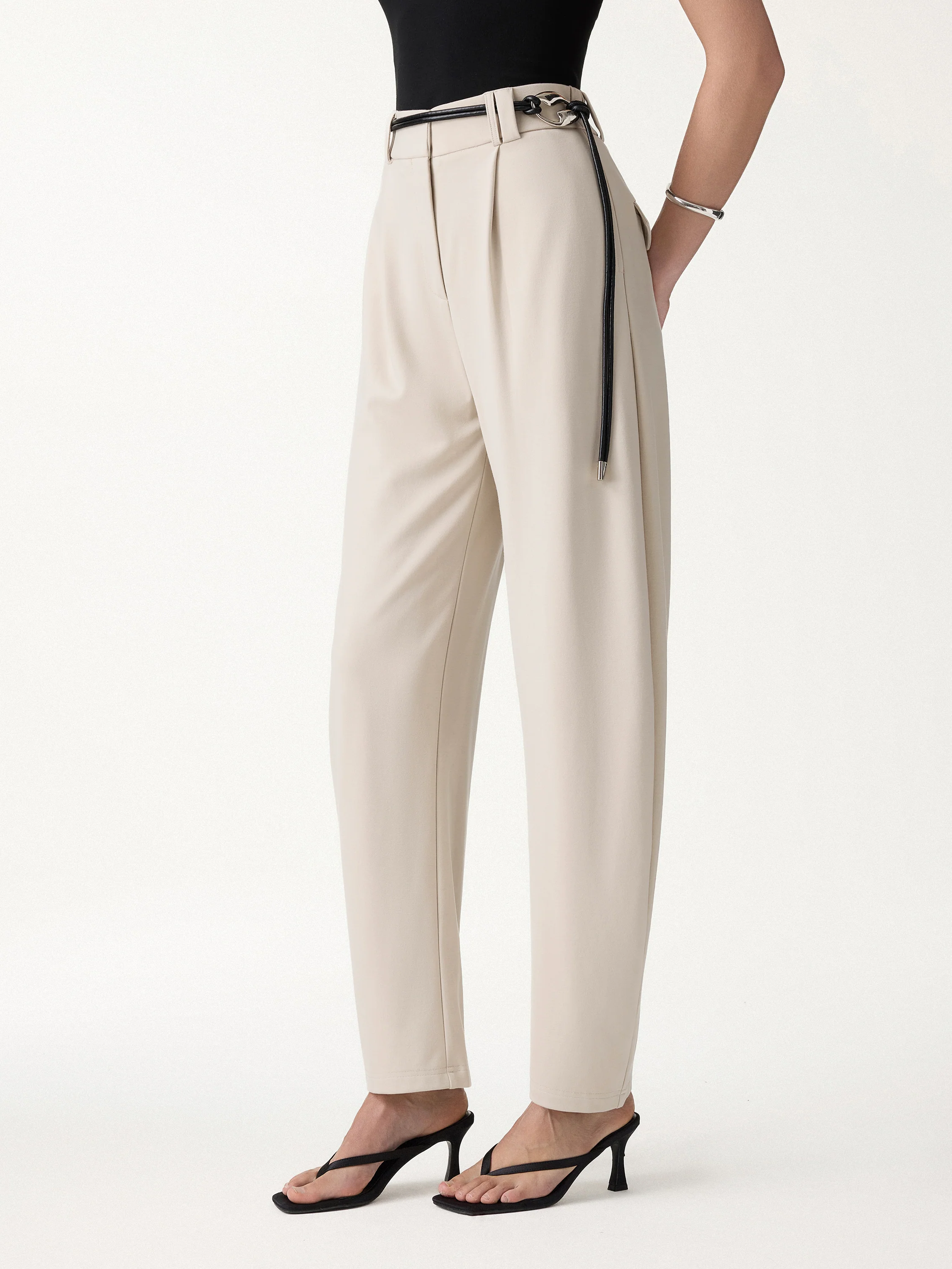 CoolTouch Stretch Ponte High Rise Cropped Barrel Pants - Image 3