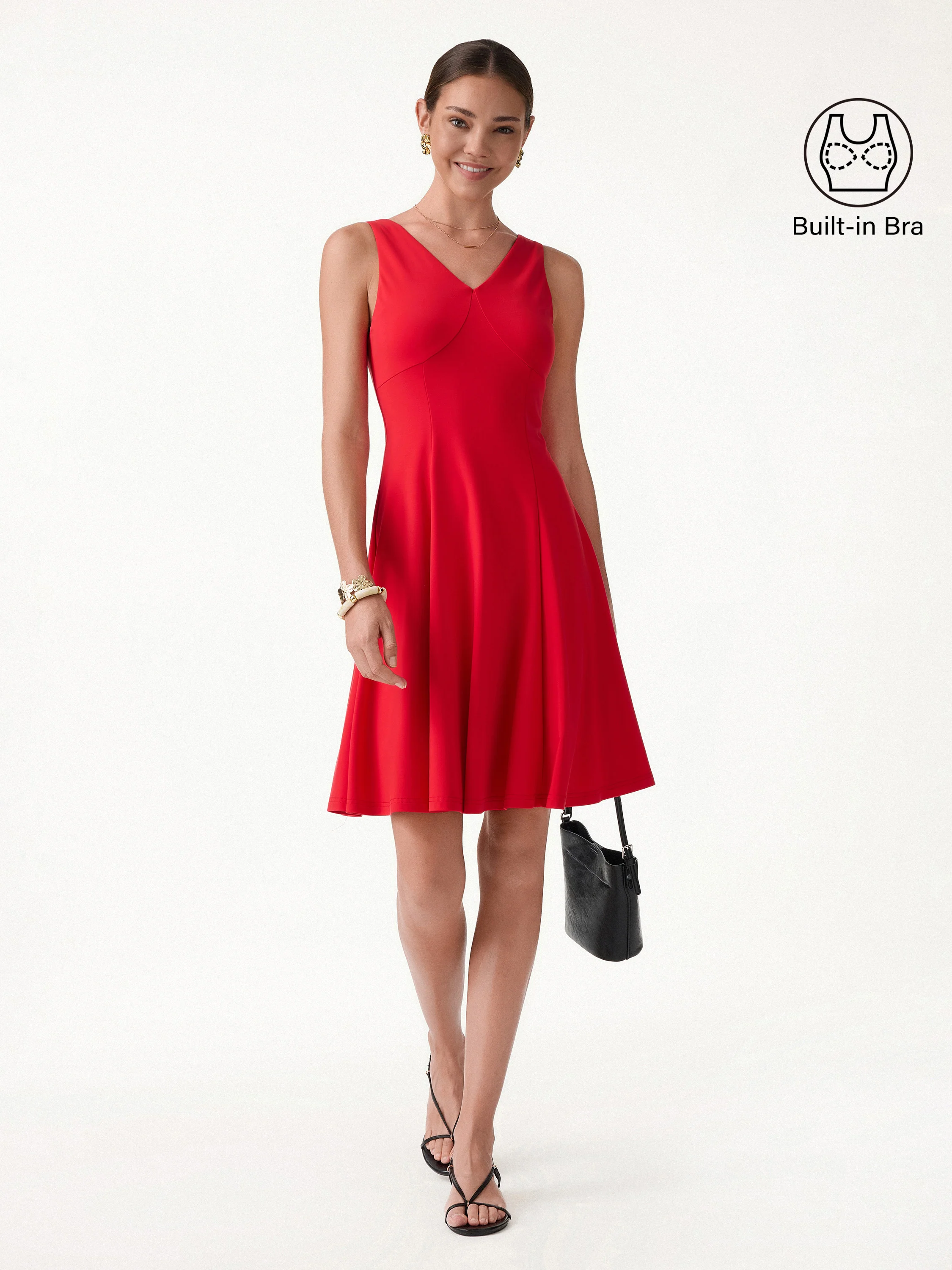 CoolTouch V-Neck Travel Mini Dress with Pockets - Image 2