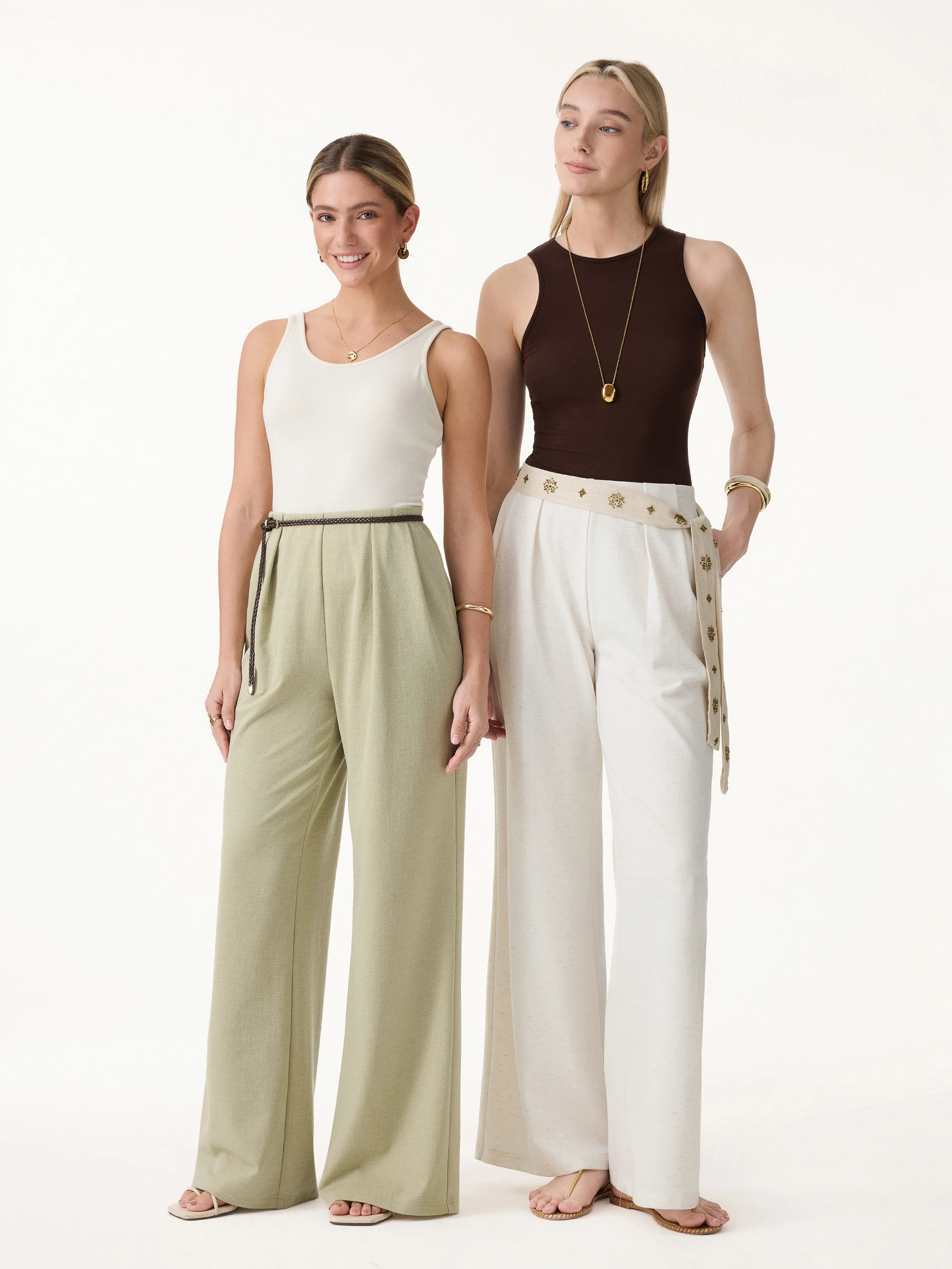 Airy Stretch Linen-Like Wide Flare Pant with Pockets - Image 2