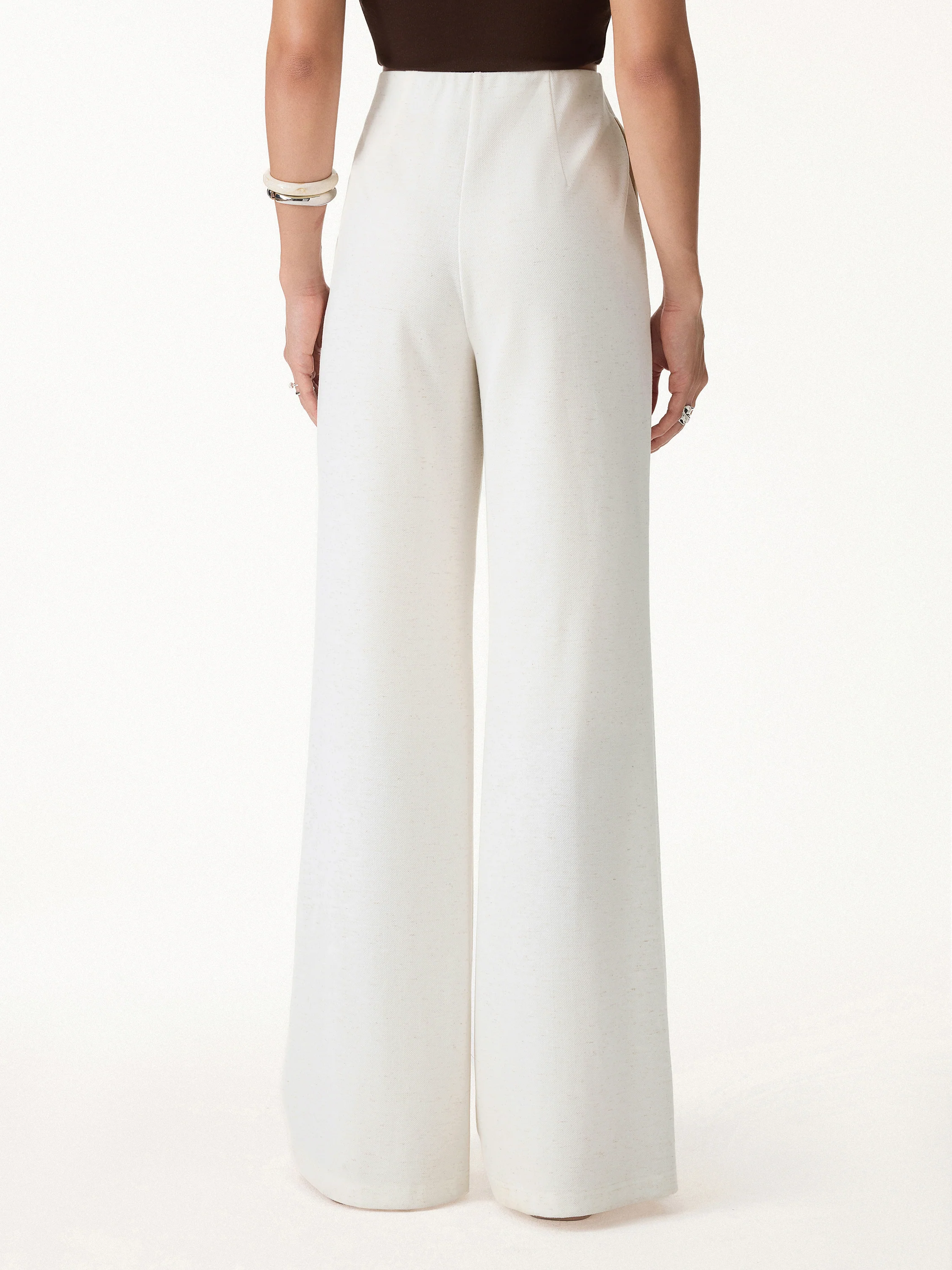 Airy Stretch Linen-Like Wide Flare Pant with Pockets - Image 4