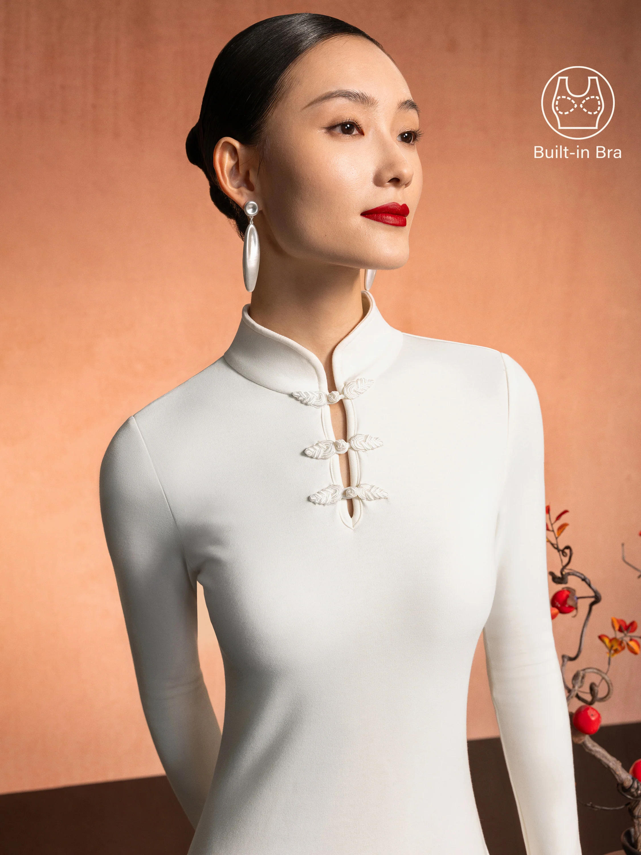 Mandarin Collar Frog Button Midi Bra Dress Limited Edition - Image 2
