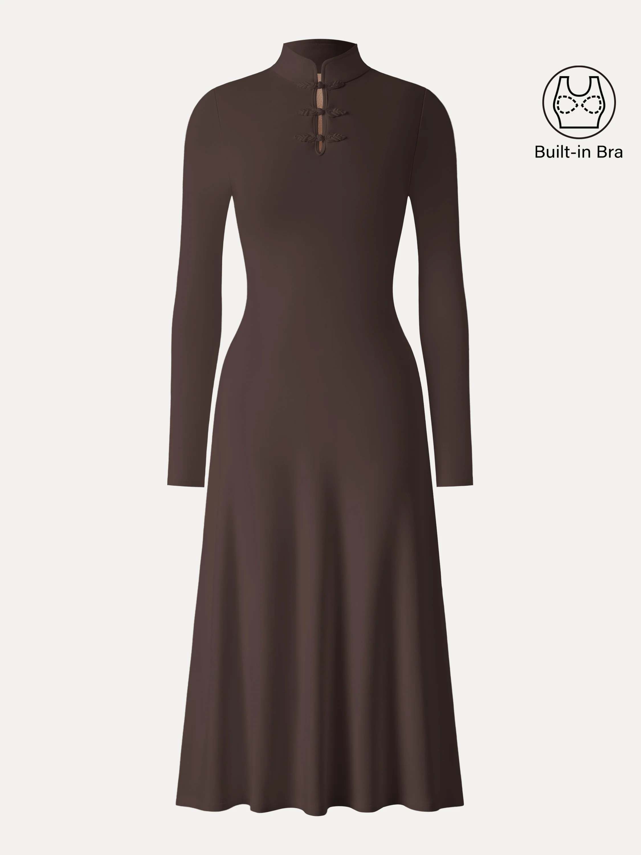Mandarin Collar Frog Button Midi Bra Dress Limited Edition - Image 8