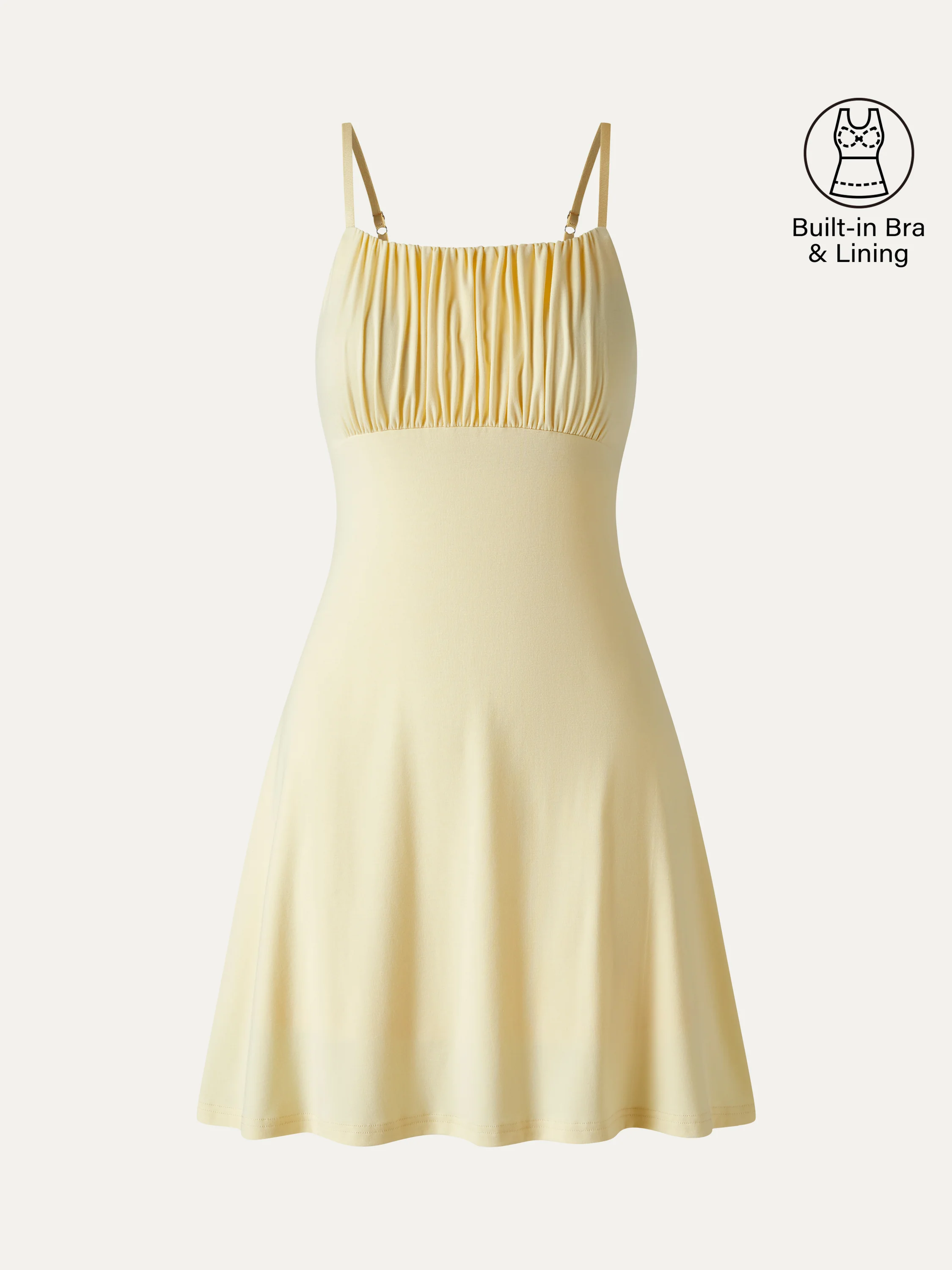 Matte Smooth Square Neck Ruched Spaghetti Mini Bra Dress - Image 7