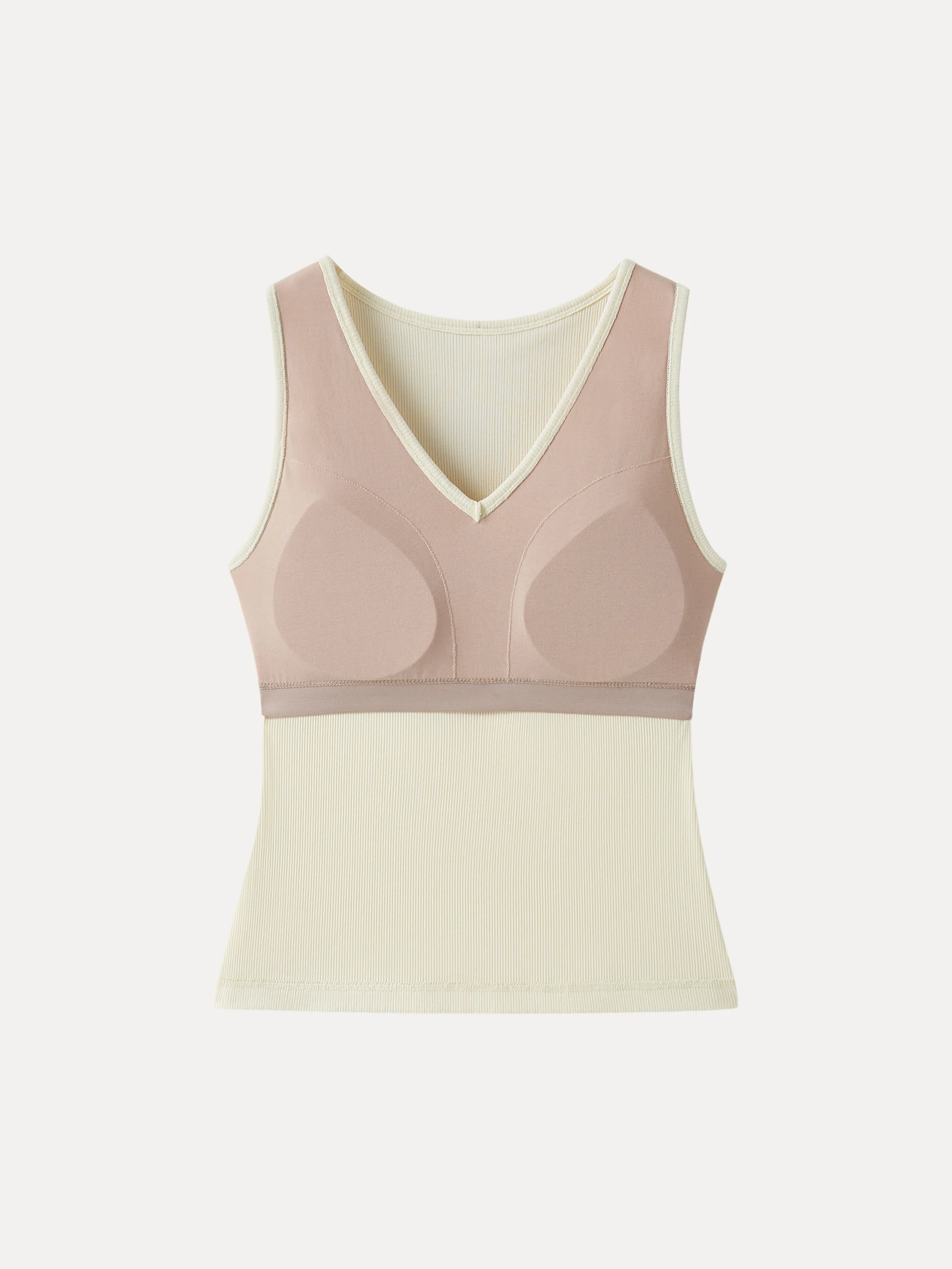 Stretch Cotton Pointelle V-neck Sleeveless Bra Tank - Image 6