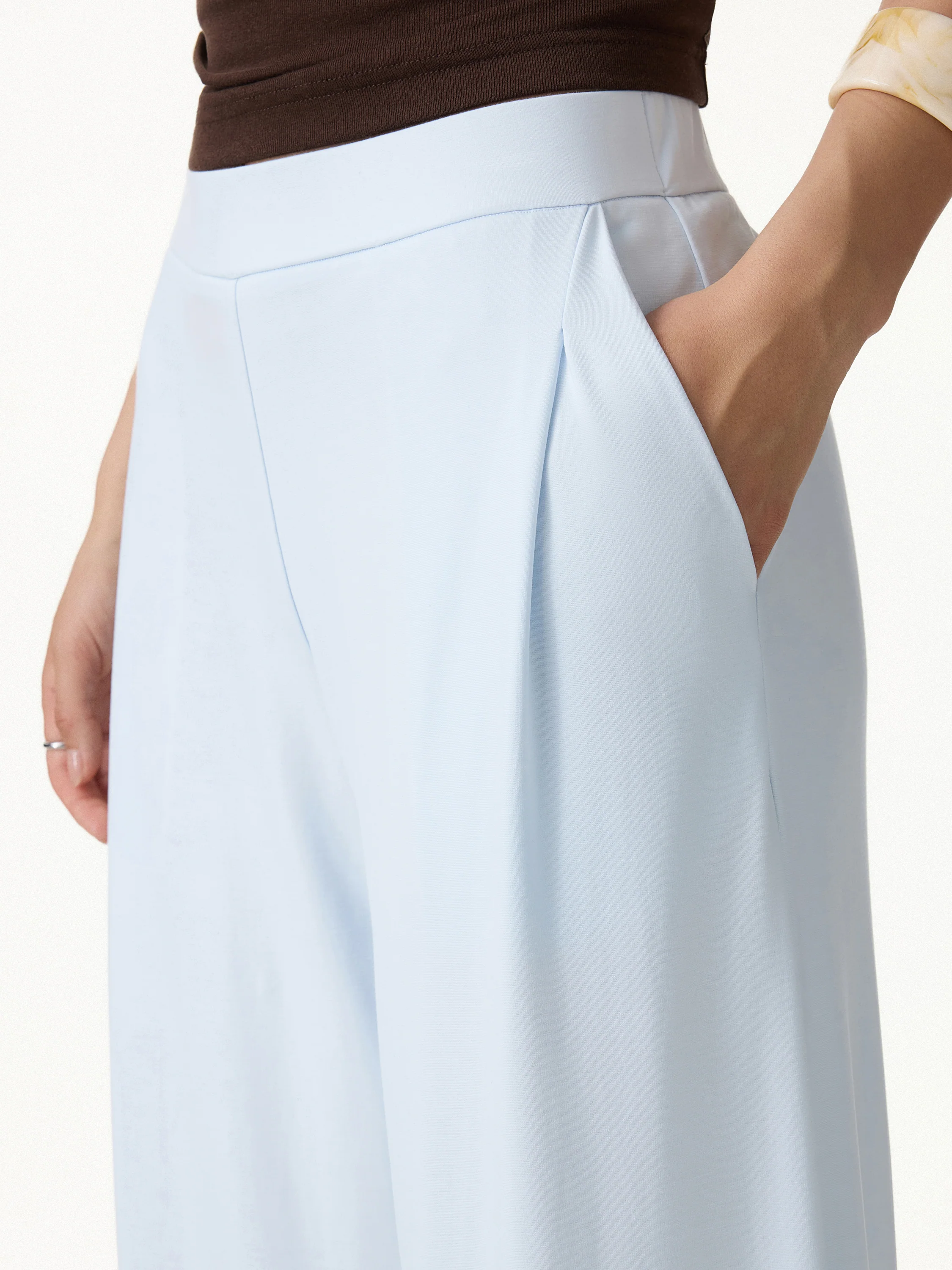 Ponte Mid Rise Wide Leg Pants with Pockets - Image 6