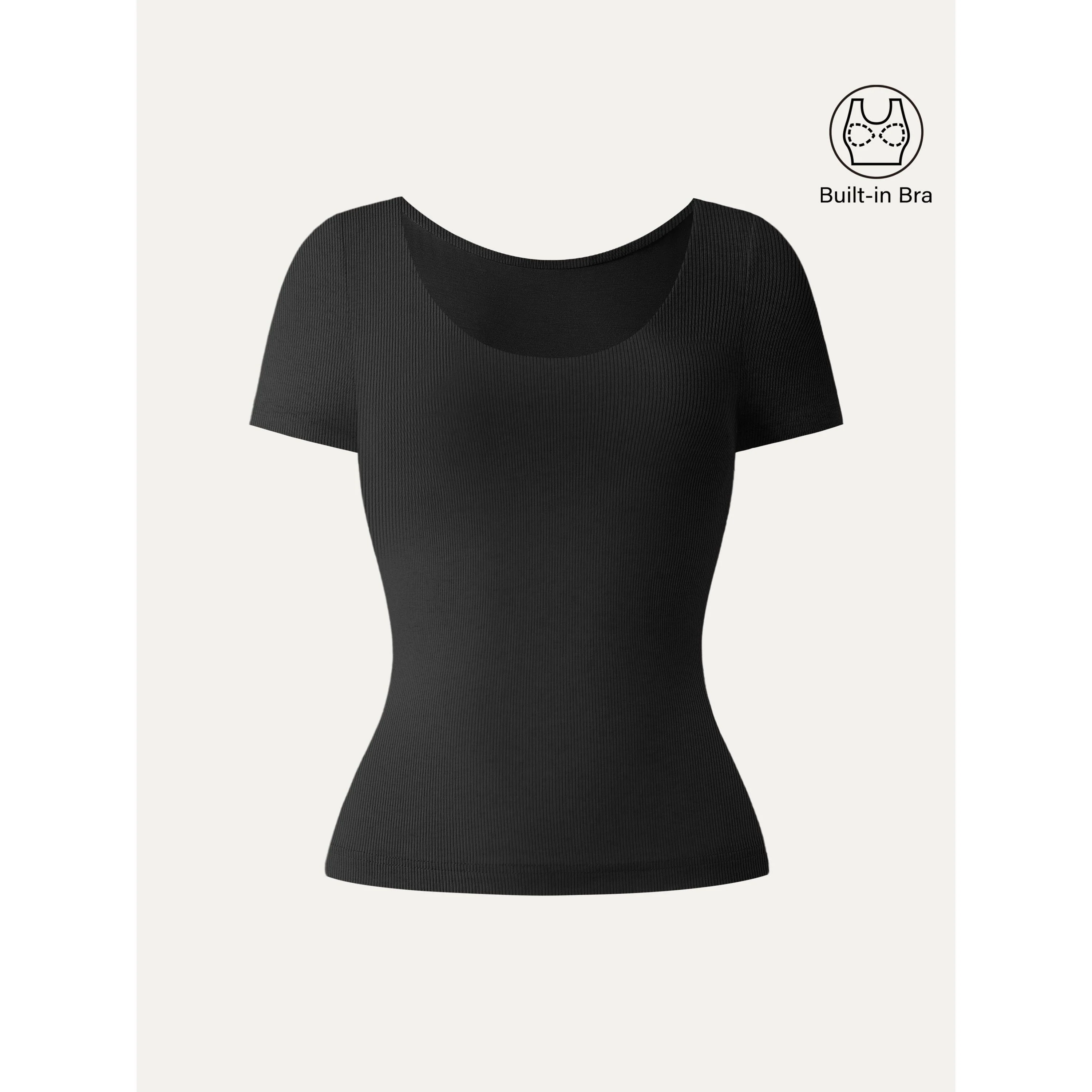 Scoop Neck Short Sleeve Cotton New Airy Bra Top - Image 10