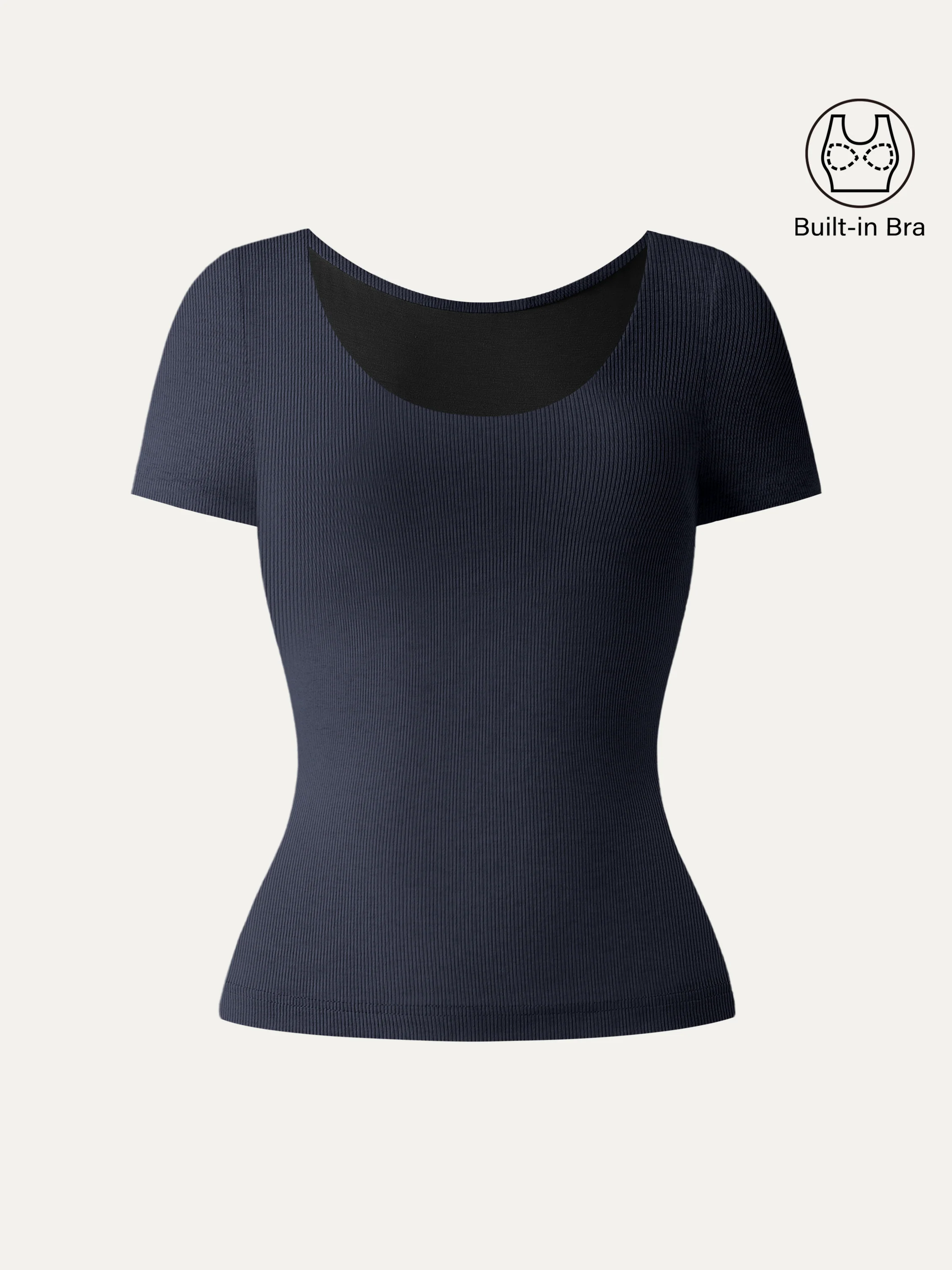 Scoop Neck Short Sleeve Cotton New Airy Bra Top - Image 12
