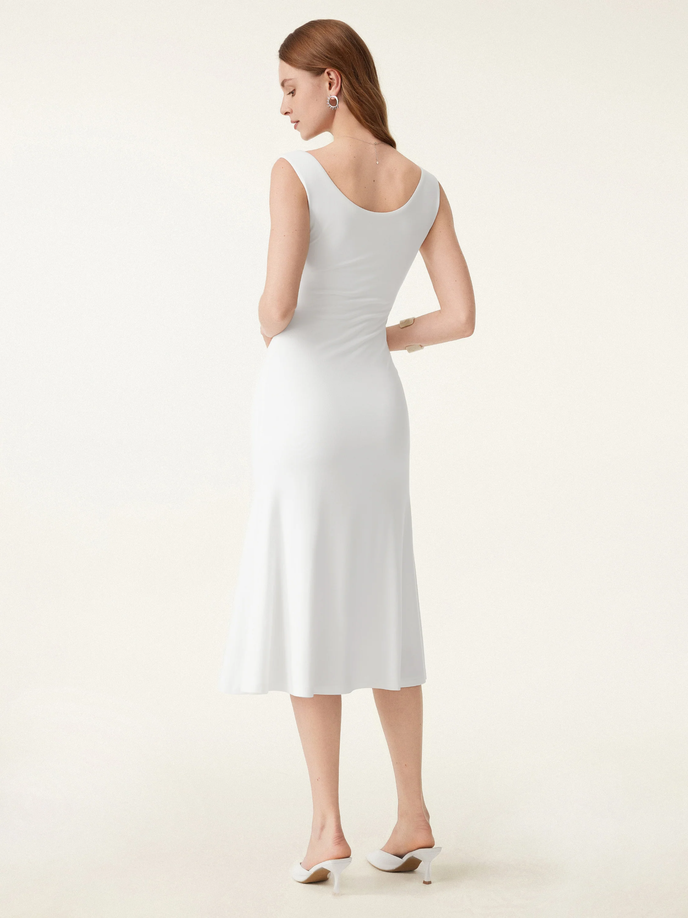 Scoop Neck Midi Low Back Bra Dress - Image 4