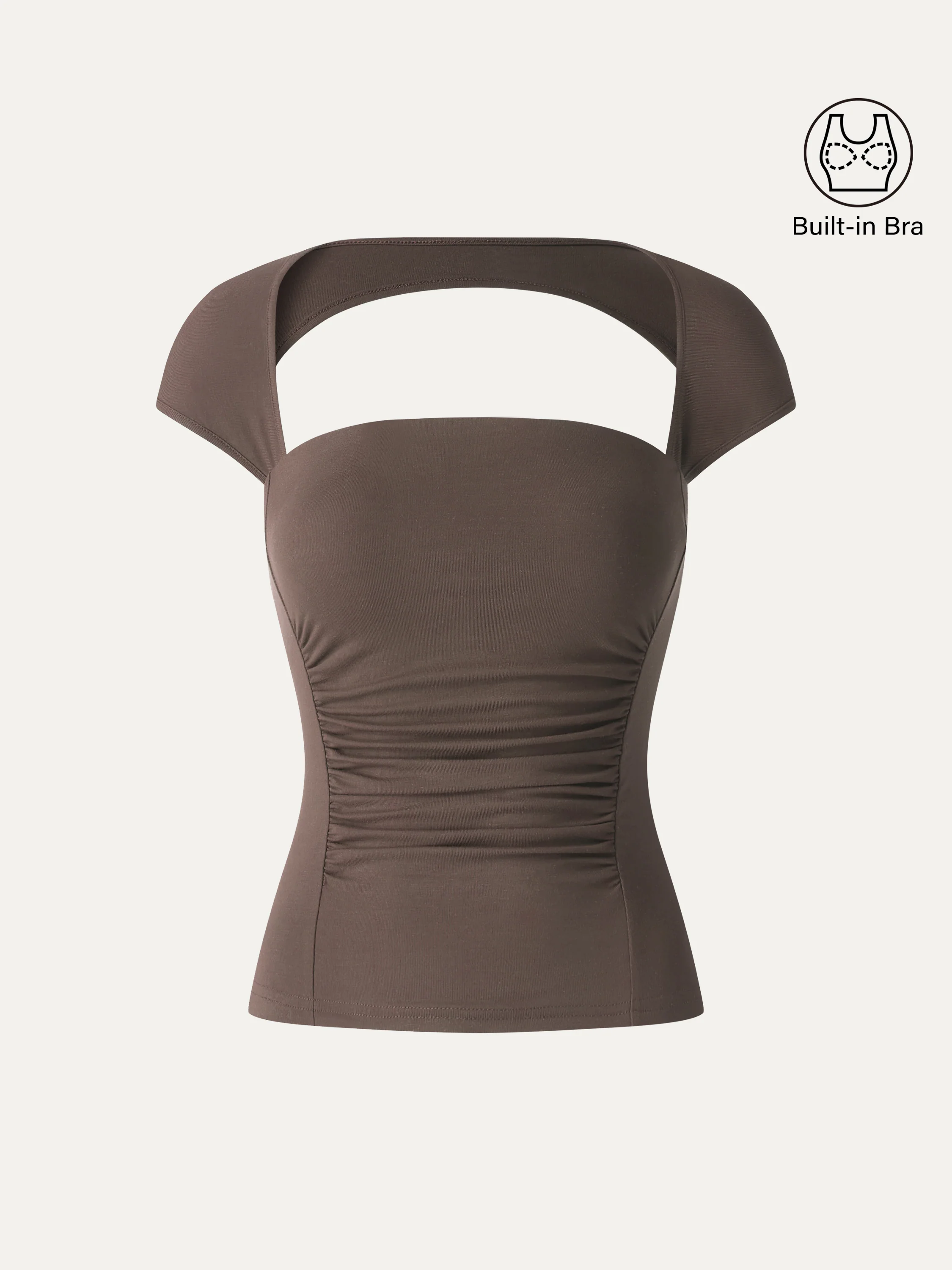 SkinKiss Square Neck Cutout Back Ruched Bra Top - Image 11