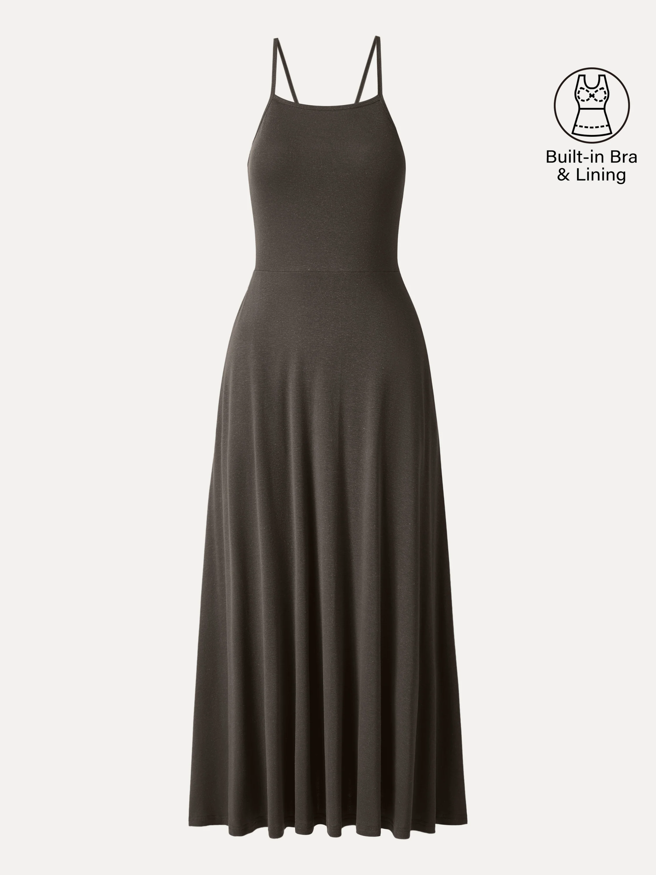 Soft Linen Knit Spaghetti Midi Bra Dress - Image 11