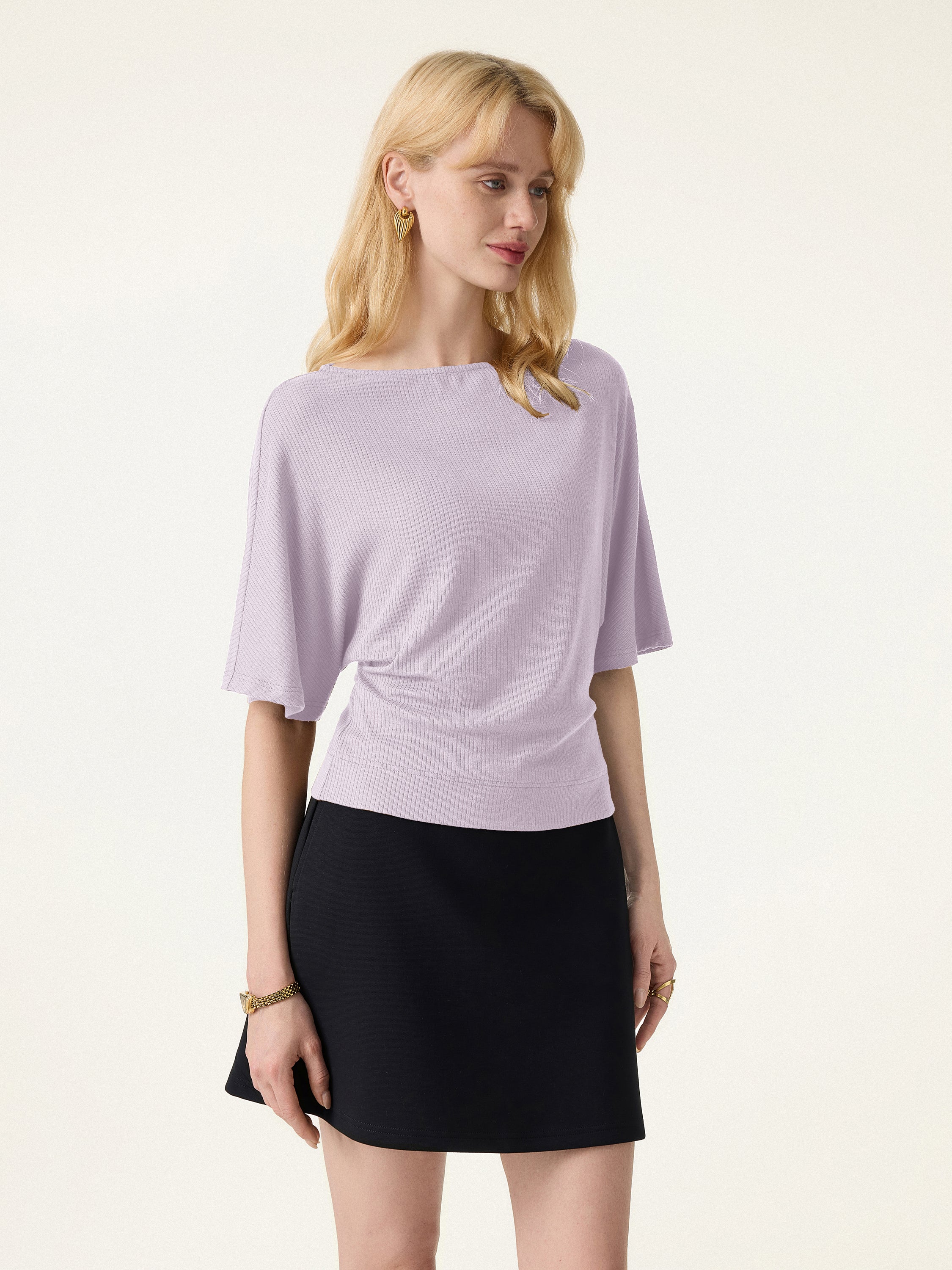 Soft Ribbed Boatneck Relaxed Top - Image 12