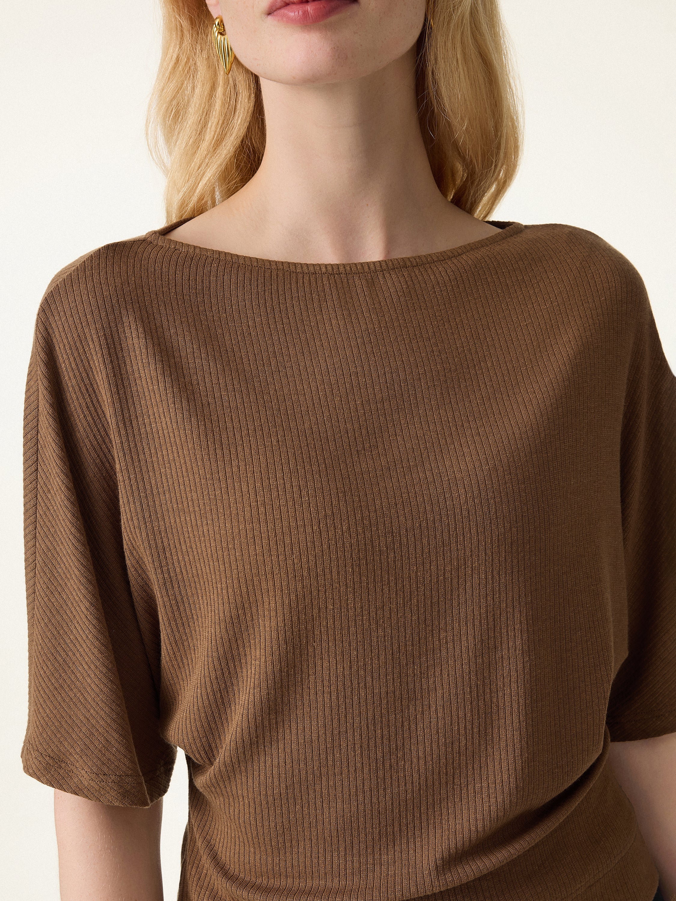 Soft Ribbed Boatneck Relaxed Top - Image 5