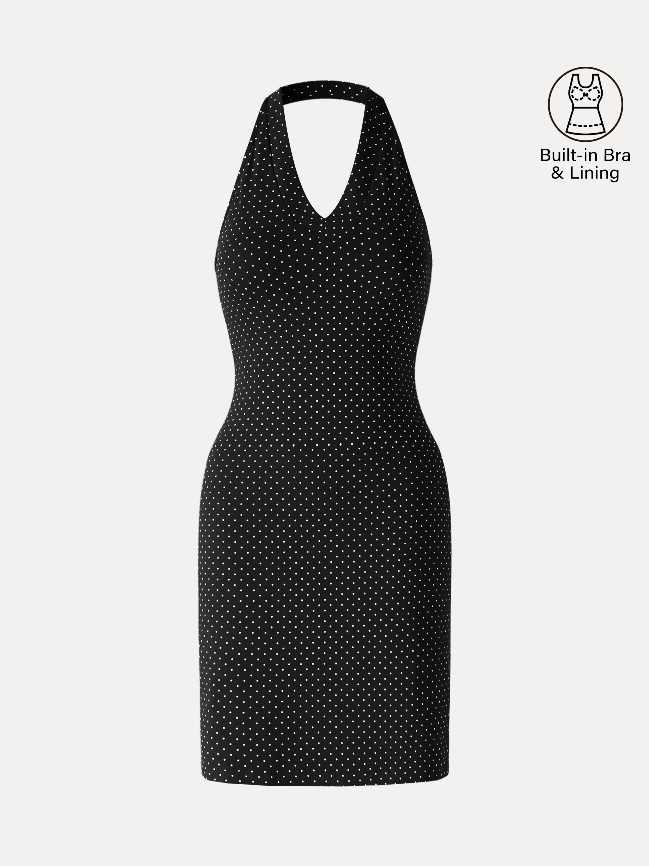 Soft Stretch Cotton Halter Neck Polka Dot Mini Bra Dress Limited Edition - Image 12