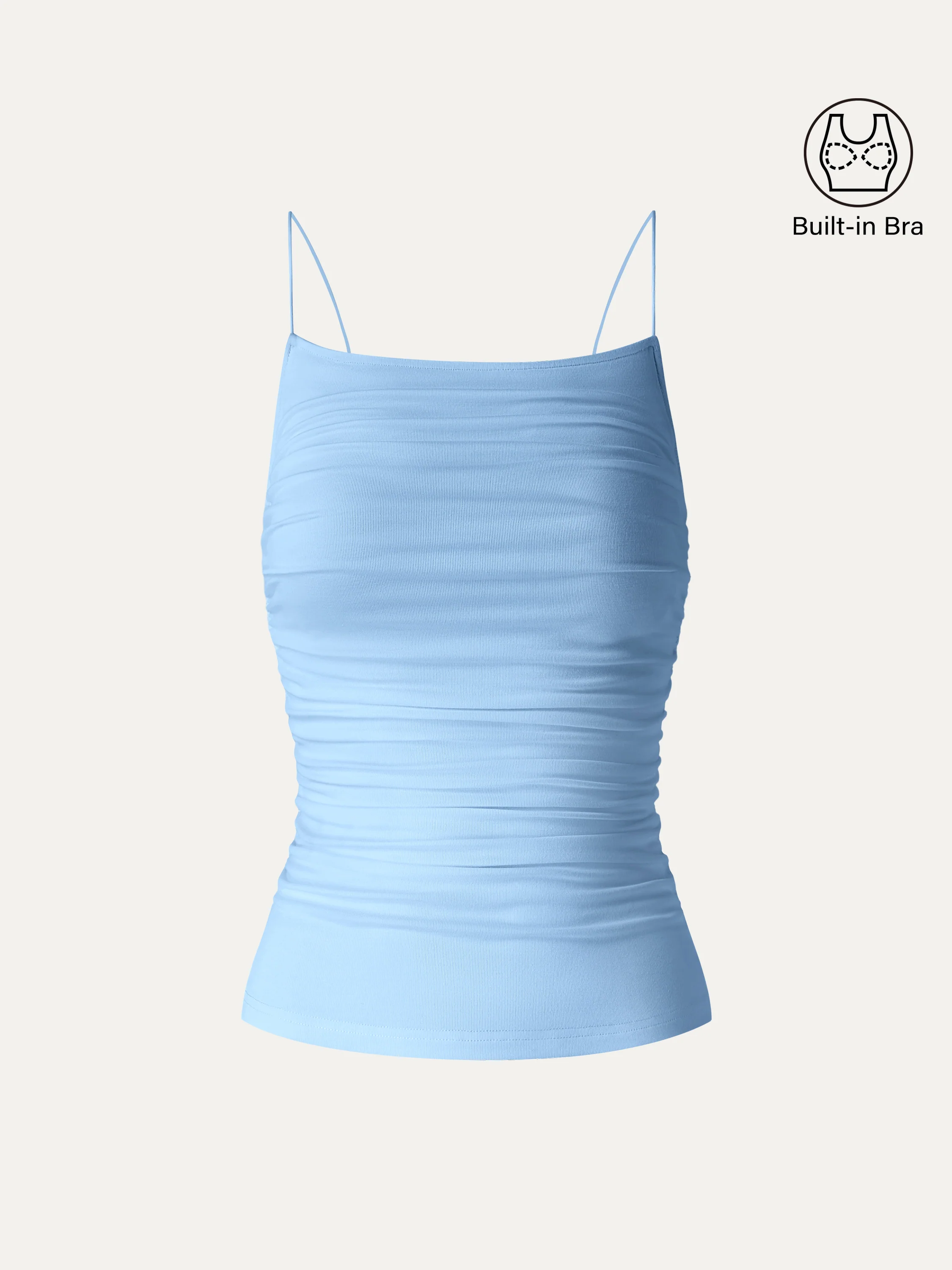 Square Neck Ruched Spaghetti Bra Top - Image 7
