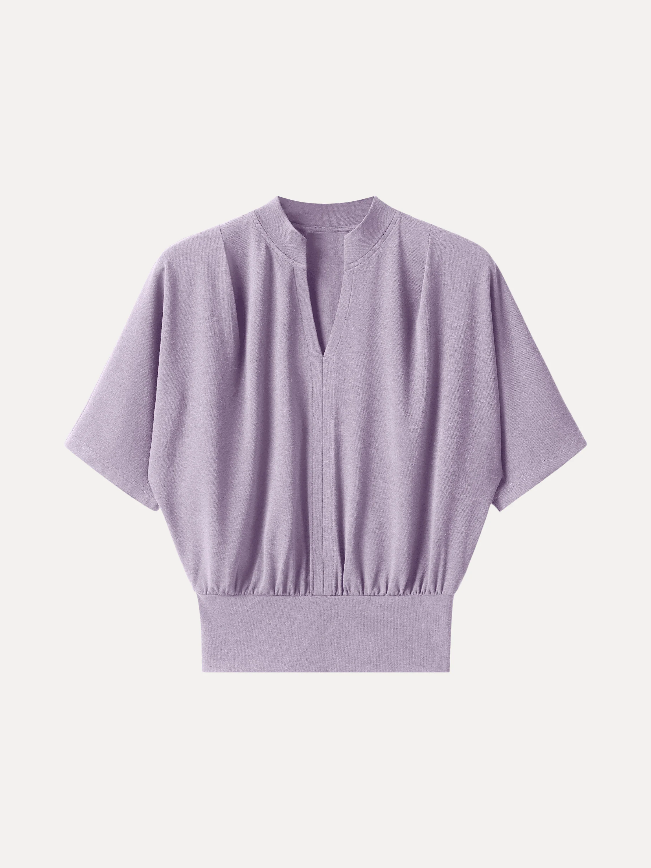 Stand Collar V-Neck Short Sleeve Top - Image 12