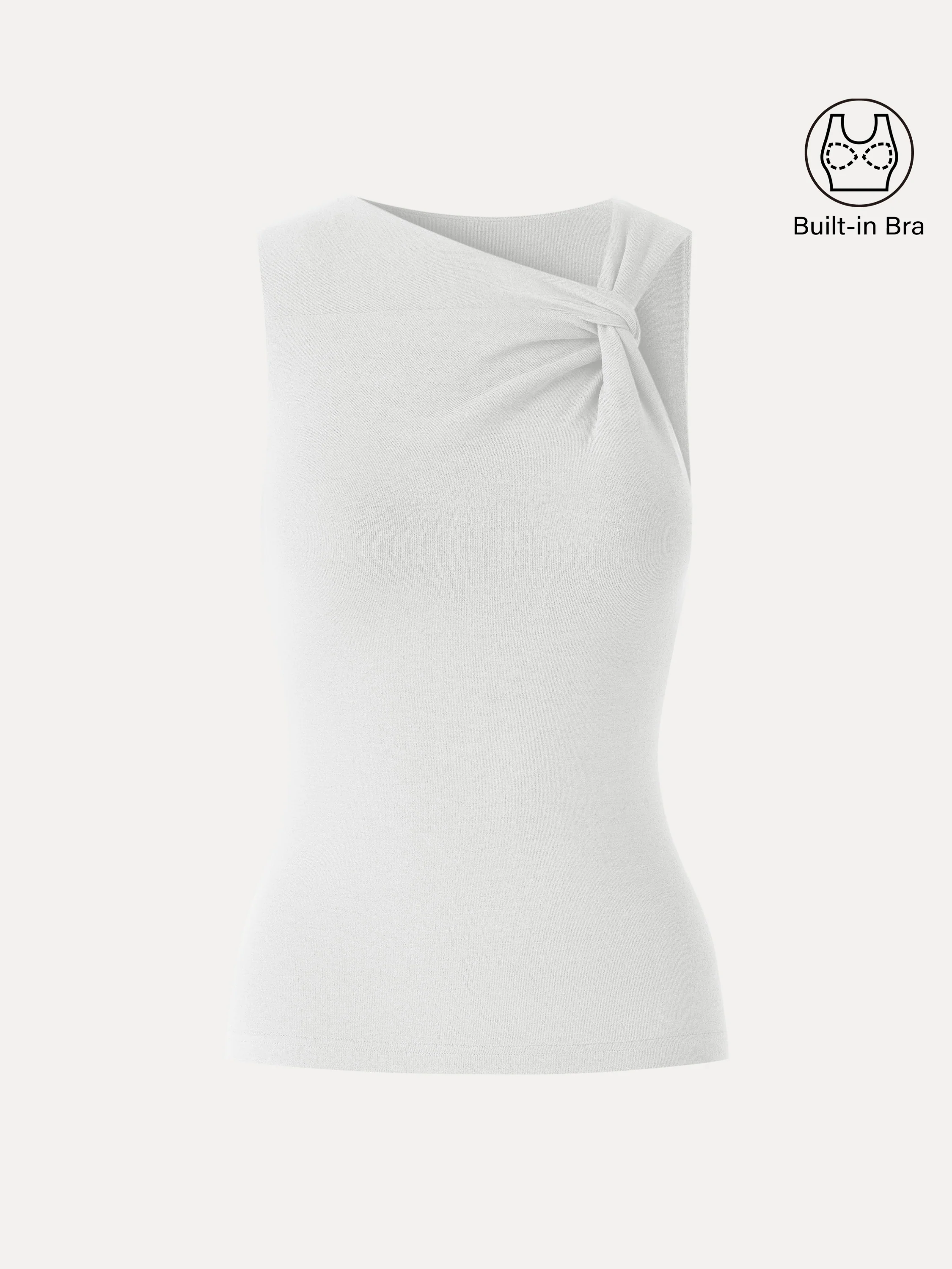 Sweat-Wicking Asymmetrical Neck Knotted Bra Tank - Image 7