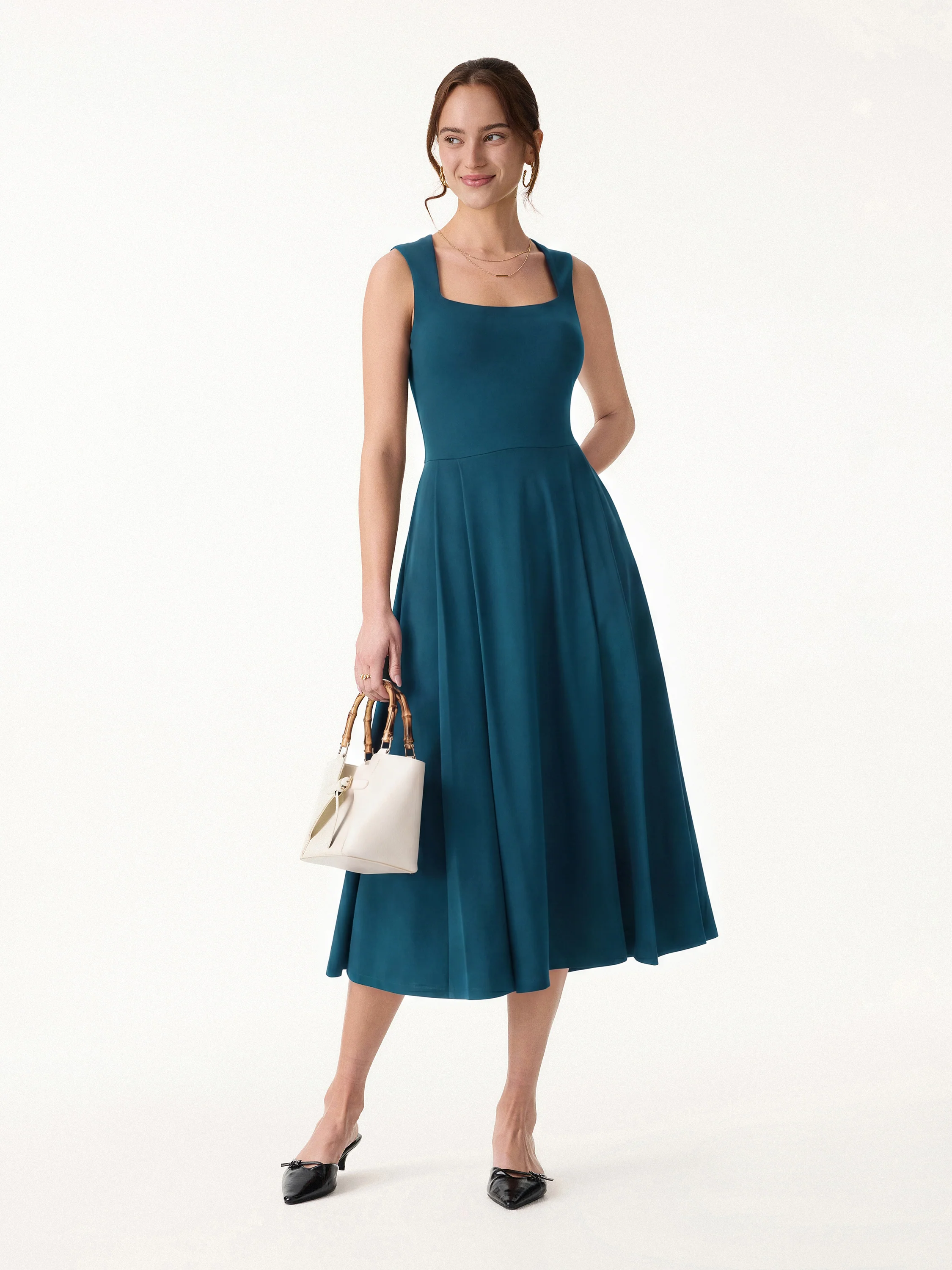The Anytime Little Black Bra Dress with Pockets - Image 10