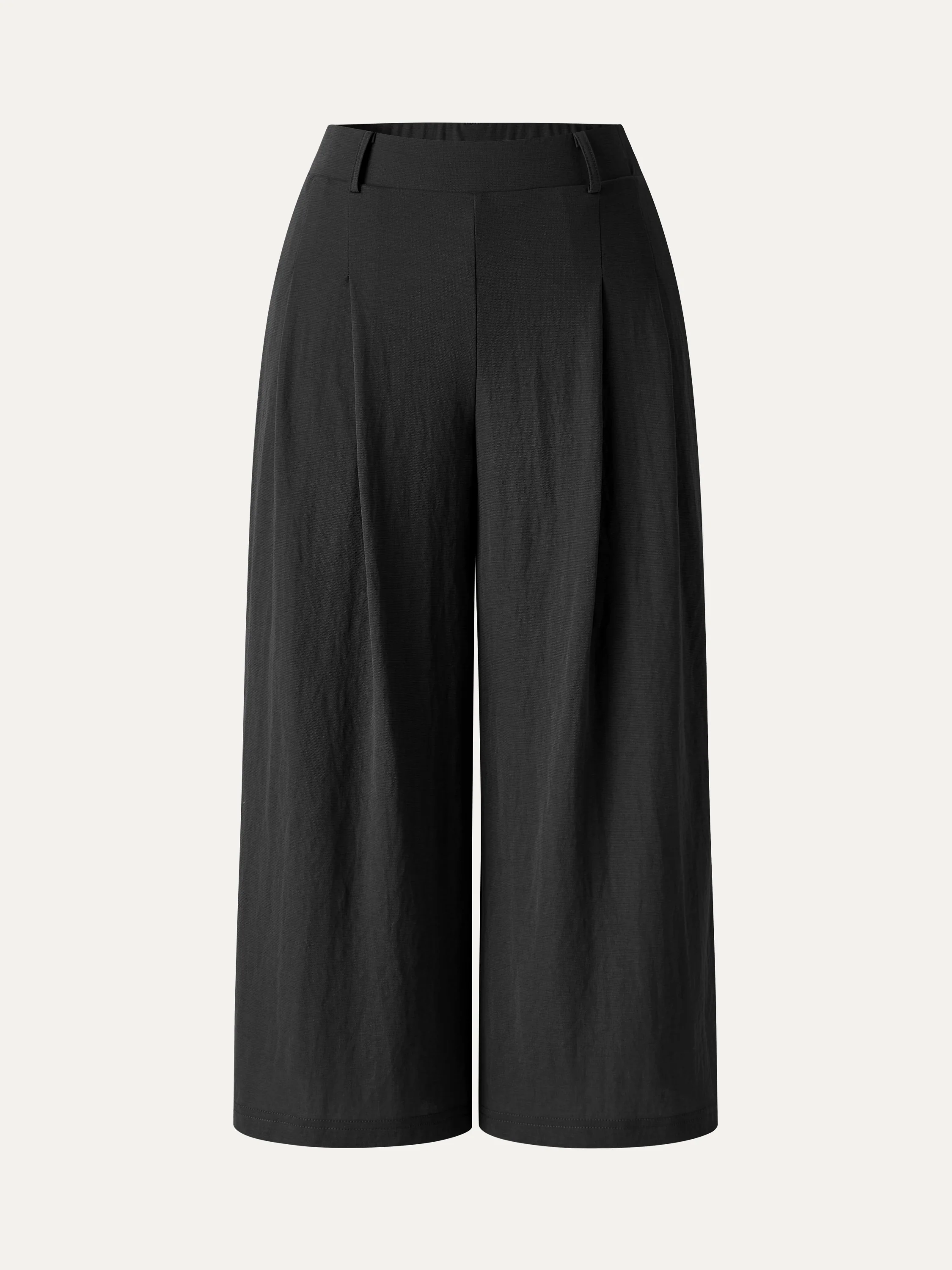 Wrinkle-Resistant Linen-Like Cropped Wide Leg Pants - Image 8